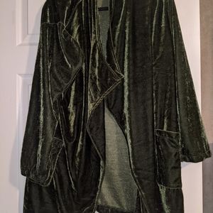 Green velvet cardigan